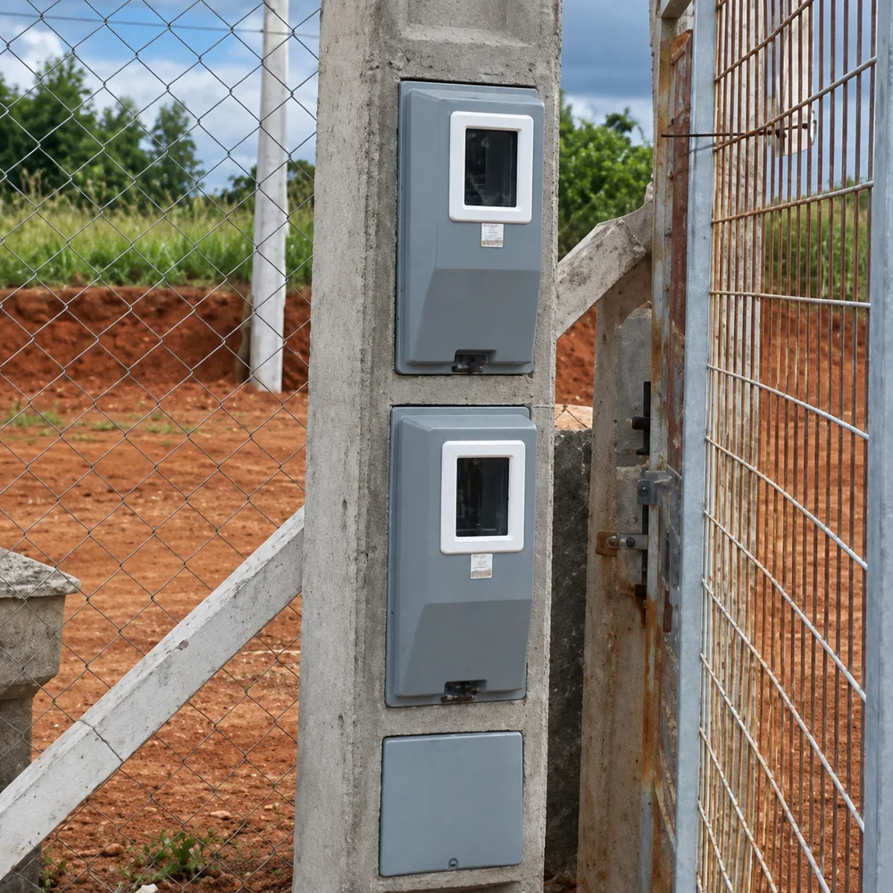 Poste trifásico com duas caixas de medição